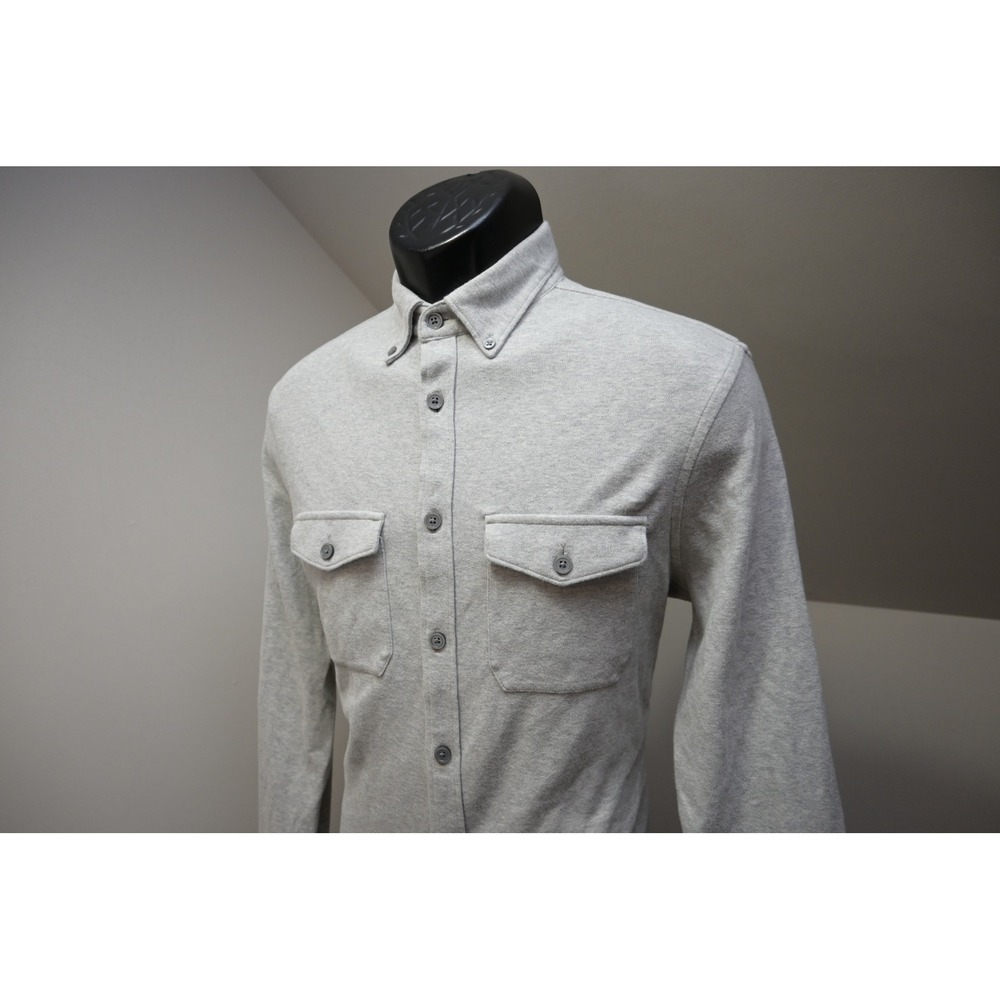 Express Button Down Shirt Mens XS Gray Long Sleeve Knit Flap Pockets Excellent
